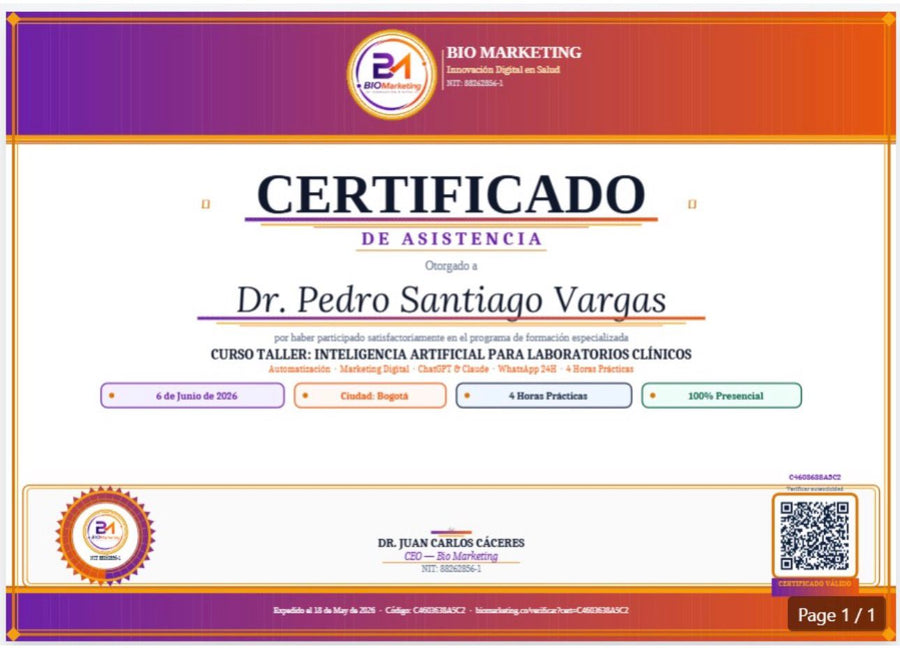 Certificado oficial BioMarketing